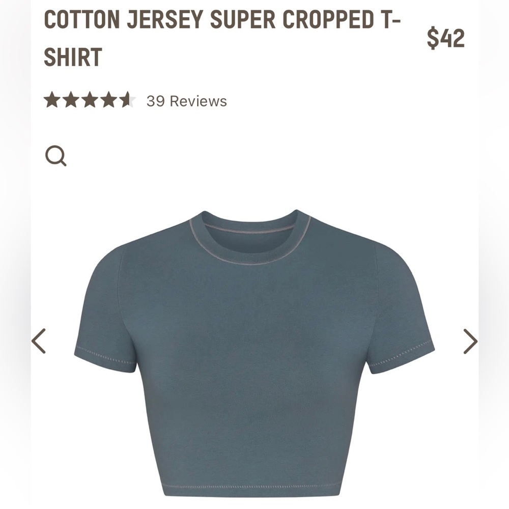 SKIMS Blue Cotton Jersey Super Cropped T-Shirt